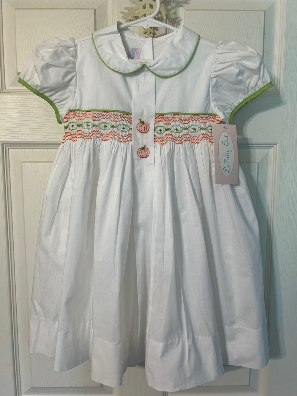 Lullaby Set Girls Smocked Pumpkin Dress Size 6T NWT